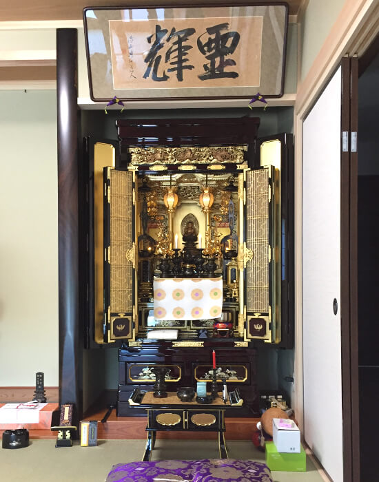 お仏壇の買い替えと仏像・仏額の修復を行いました。滋賀県多賀町